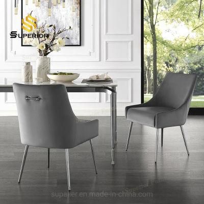 High Quality Living Room Velvet Dining Chair with Steel Legs