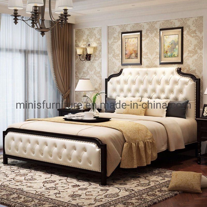 (MN-HB07) High-Class European Home Bedroom Furniture Leather Double Bed