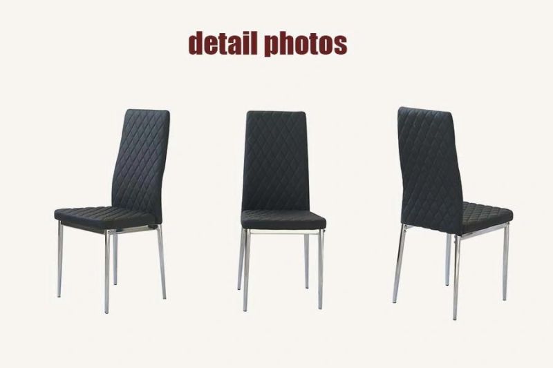 Modern Style Furniture Office Home Dinner Chair Table Set PU Leather Steel Dining Room Chair