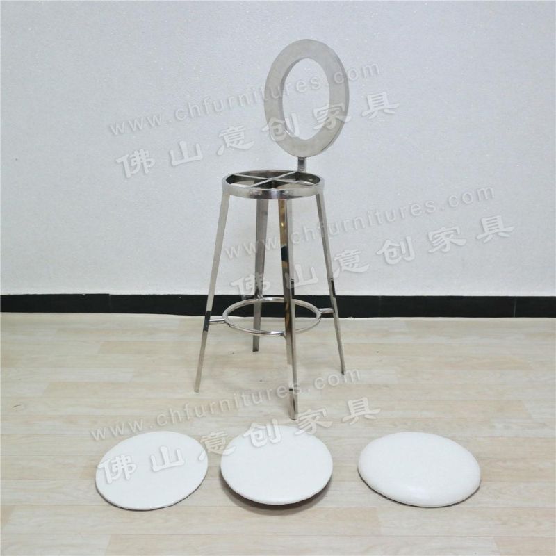 Modern Minimalist Bar Milk Tea Shop Bar Counter Stainless Steel Backrest High Stool High Bar Chair