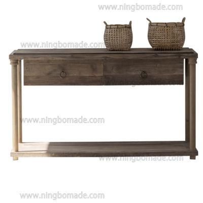 Classic Chic Eco-Friendly Paint Furniture Washed Light Natural Reclaimed Elm and Reclaimed Pine Wood Console Table