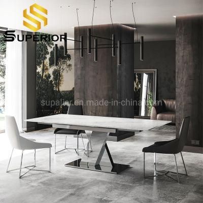 Modern European Style White PU Leather Metal Steel Restaurant Dining Chair