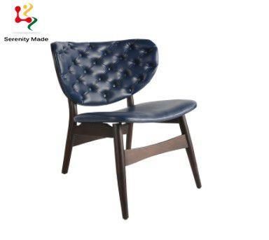 Modern High End Furniture Living Room Hotel Lounge Chesterfield Button Tufted PU Leather Wooden Legs Seat Dining Chair