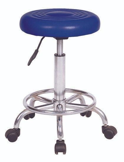 Blue Seat Chrome Base Bar Stool