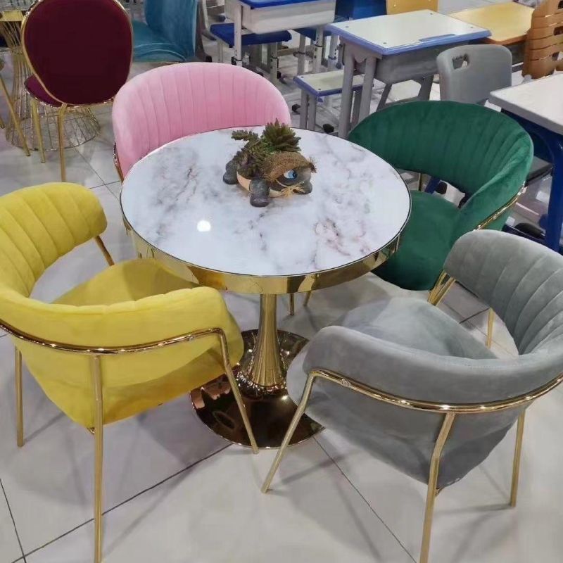 Wholesale Hot Selling Italian Leather Luxury Modern Yellow Velvet Chair