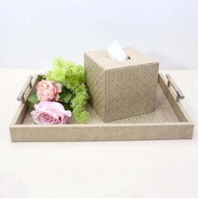 Leather Tray Metal European Hardware Tray Rectangular Leather Tray Home Accessories Storage Tray