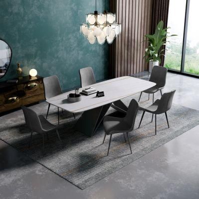 Modern Restaurant Home Furniture Set Steel Frame Marble Dining Table