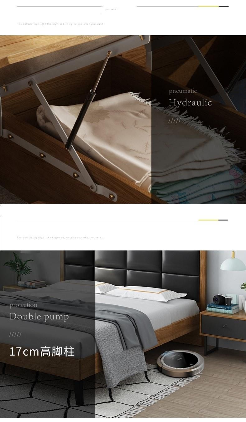 New Arrival Nordic Melamine Bedroom Furniture Wooden King Bed