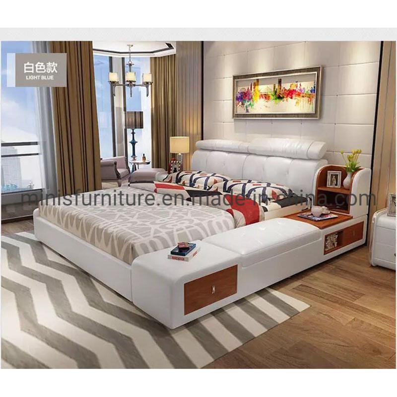 (MN-MB96) Home Bedroom Furniture Fabric Bed with Bluetooth/Recliner/Desk/Safe/Cabinets/Bookshelf