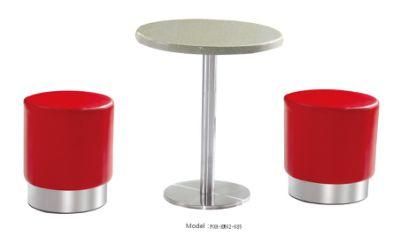 Round Low Leather Stool with Stainless Steel Base for Food Court Restaurant Commercial Use for Sales