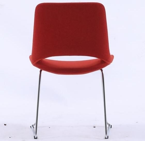 Modern Upholstery Mounded Foam Dining Chair and Steel Base