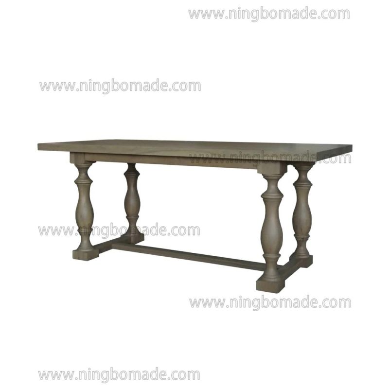 Vintage Provincial Rustic Furniture Aged Grey Oak Dining Table