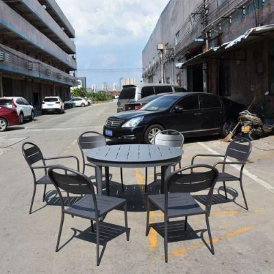 Modern Design Garden Comfortable Black Dining Table Aluminum Chair Outdoor Patio Furniture