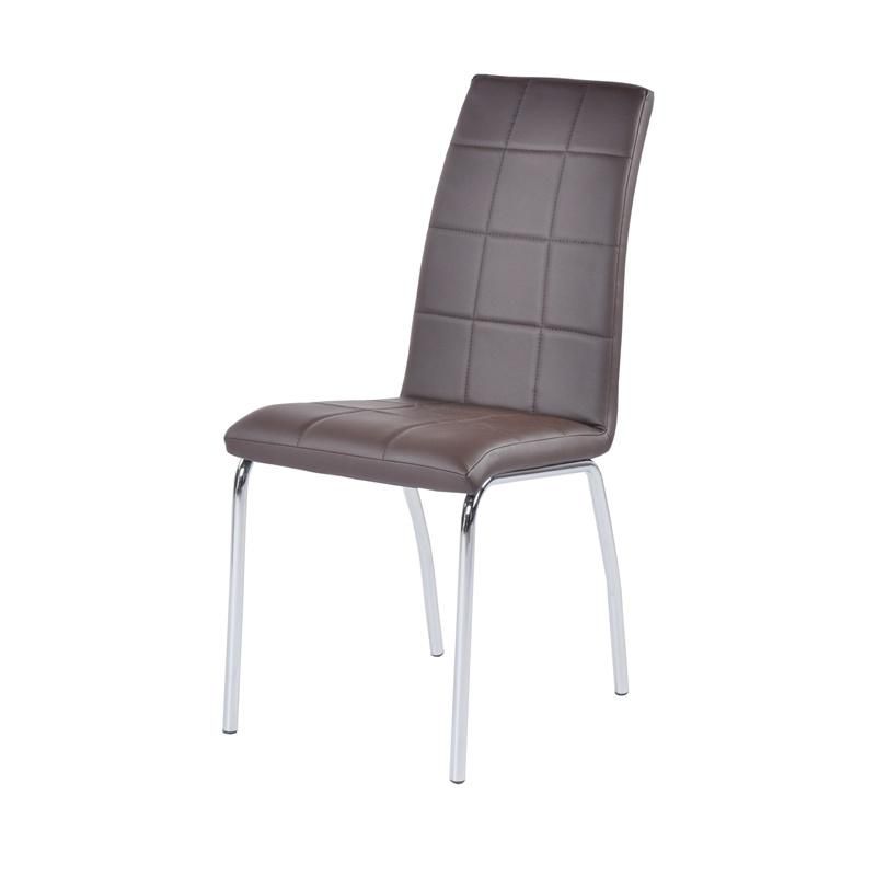 Heavy-Duty Excellent PU Leather Color Optional Square Lattice Back Dining Chair