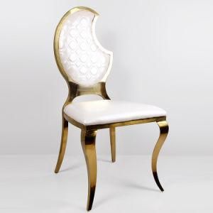Gold Moon Shape Stainless Steel Wedding Dining Chairs