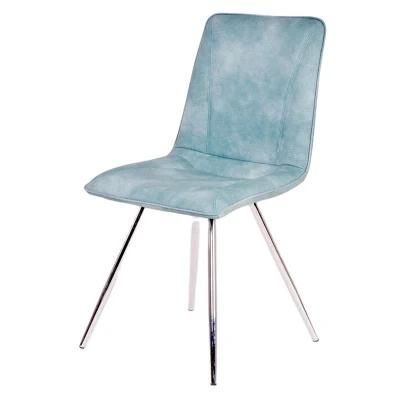 Industrial Contemporary PU Seat Dining Chair with Chrome Legs for Home Use