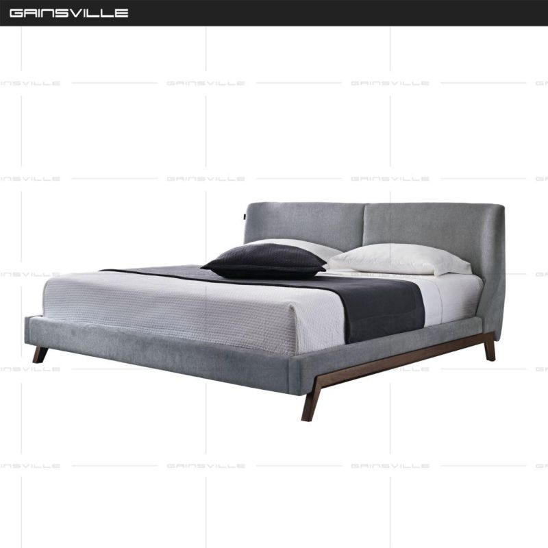 Top Seller Bed Modern Bedroom Furniture Wall Bed King Bed with Wooden Legs Gc1705