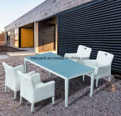 Garden White Leather Chair Patio Dining Furniture Set for Outdoor