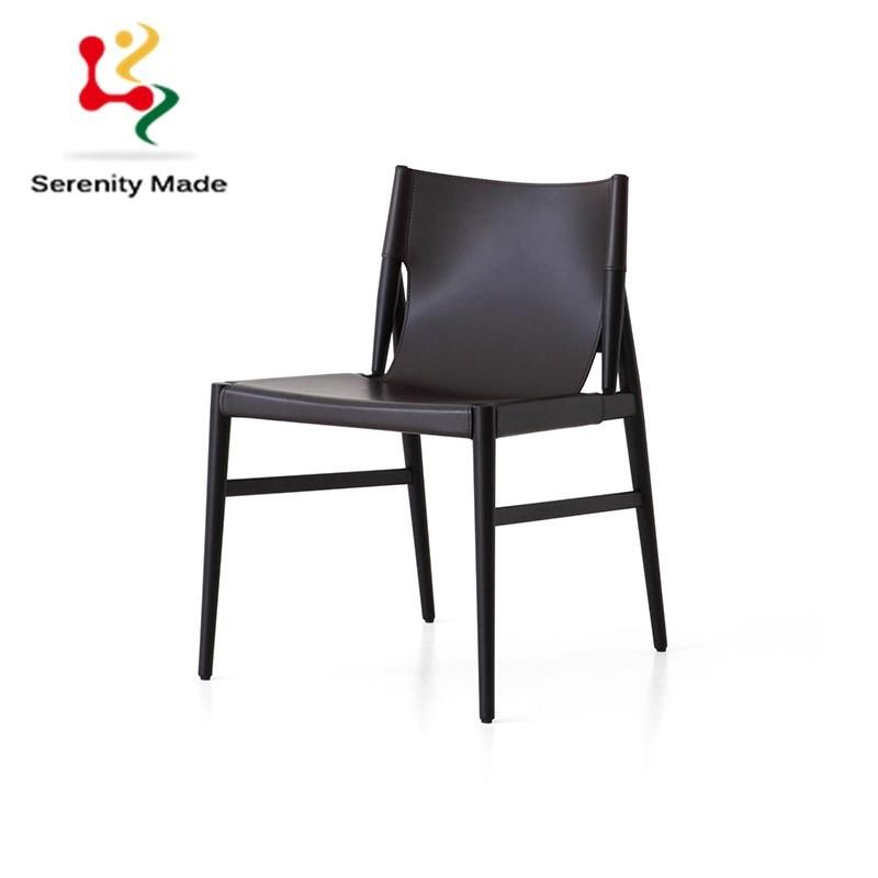 New Arrival Commercial Furniture Restaurant Cafe Coffee Shop Wooden Frame PU Leather Seat and Back Dining Chair