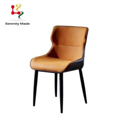 Restaurant Use Luxury Design Hotel Room Furniture Metal Frame with Velvet Leather Seat Indoor Dining Chair