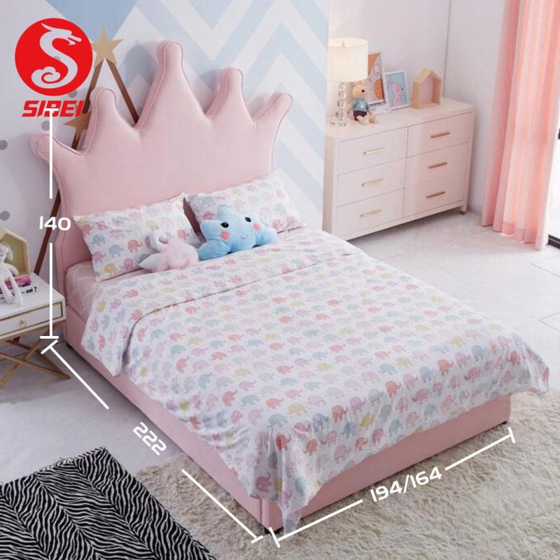 Children Beds Modern Bedroom Baby Girl Bed Children Furniture Sets Kids Pink Leather Bed