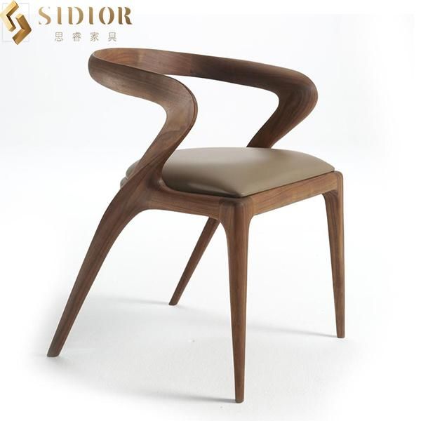 High Foam Fabric Modern Low Back Solid Wood Dining Chairs for Hotel