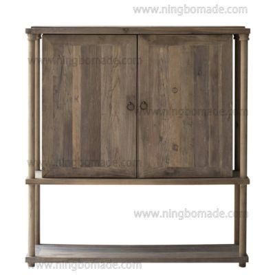 Classic Chic Eco-Friendly Paint Furniture Washed Light Natural Reclaimed Elm and Reclaimed Pine Wood Storage Cabinet