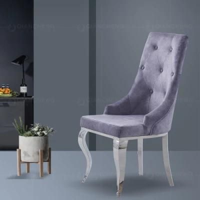 Velvet Silver Legs Fabric Dining Room Furniture Chairs