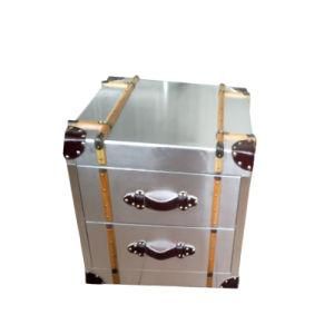 Hand Made Hotel Aluminium Table Antique Leather Edge Desk Cabinet with Drawer Corner Cabinet