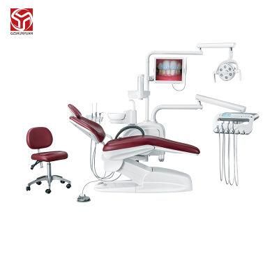 Luxurious Leather Dental Chair with Water-Gas Integrate One Button Switch