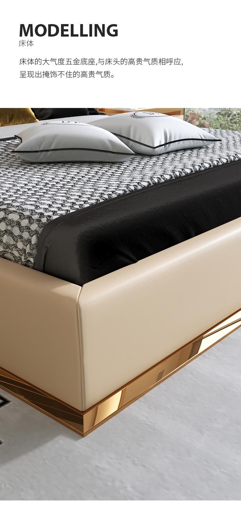Beige Modern Furniture Leather Sofa Bed