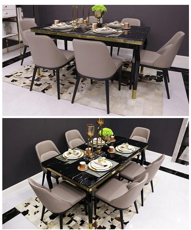 Modern Luxury Restaurant Cafe Furniture Metal Leather Dining Chairs