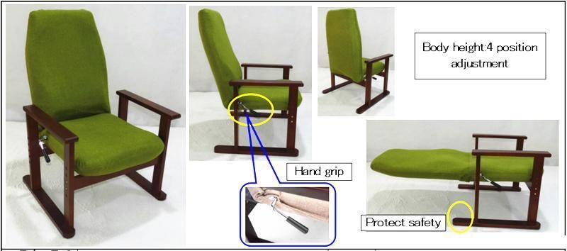 Senior Green Home Office Furniture Leisure Recliner High Backrest Armrest Chair