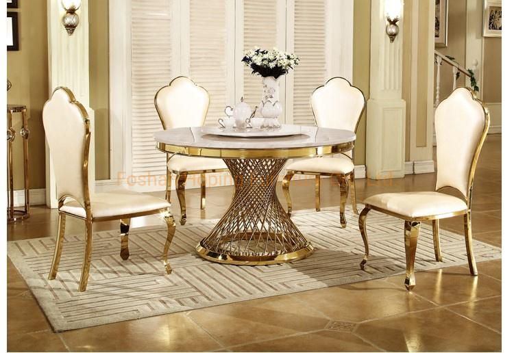 Modern White Hole Decoration Back Wedding Chair Gold Chair Fashion Cheap Hotel Banquet Chair Flower Painting Oval Back Simple Golden Dining Chair