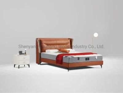 Luxury Bedroom King Size Leather Bed Set Italian Modern Style High-End Fashion Furniture