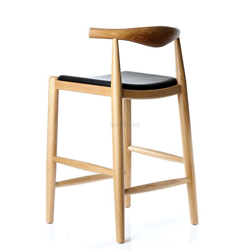 Hans Solid Wooden Bar Stool with Leather Mat