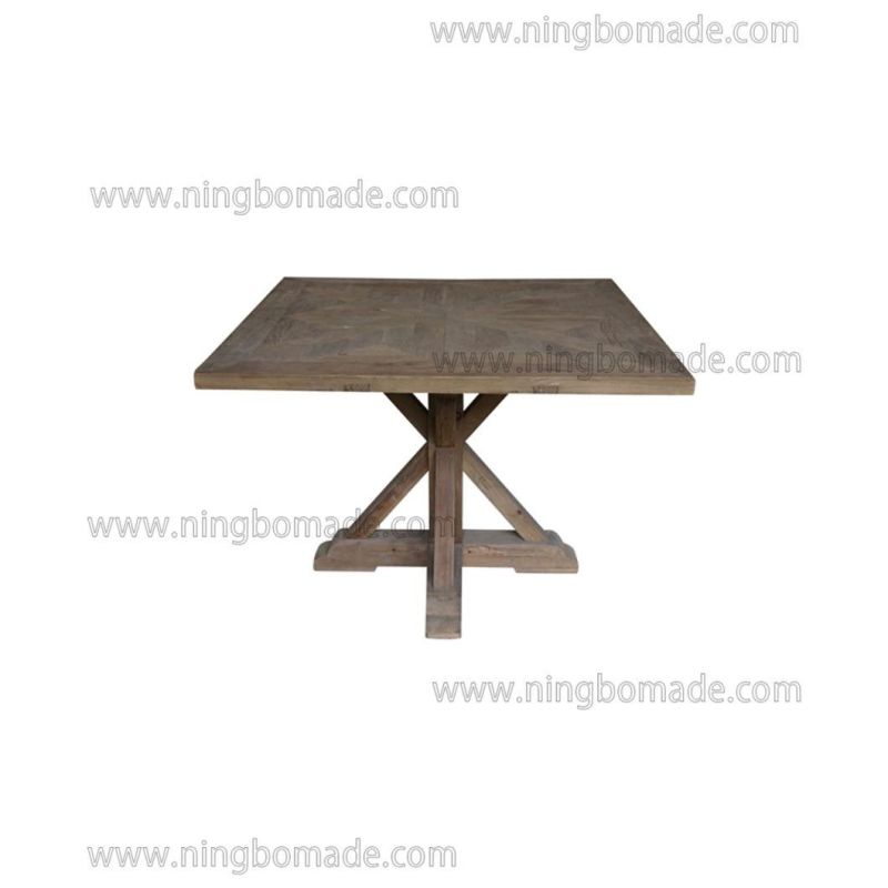 French Classic Provincial Vintage Furniture Nature Reclaimed Elm Wood Square Dining Table