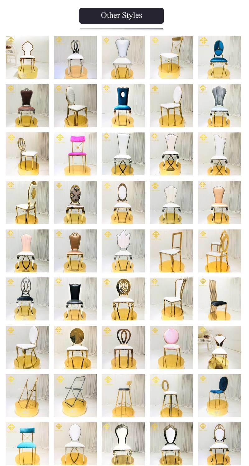 Foshan Stainless Steel Chair Modern Fancy Luxury White Leather Chairs Gold Stainless Steel Chair