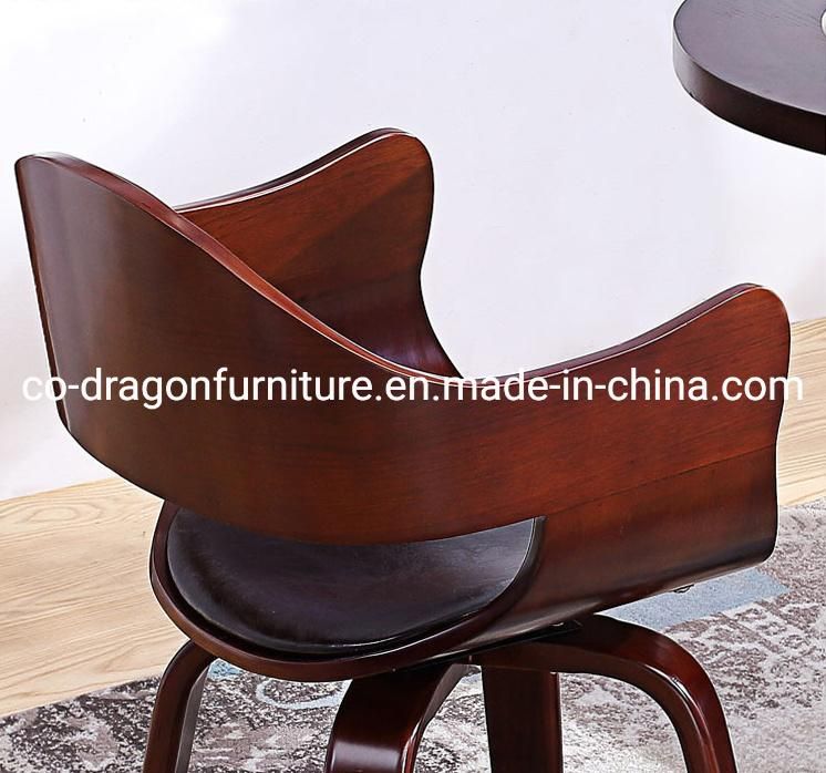 High Quality Modern Restaurant Furniture Leather Wood Swivel Dining Chair