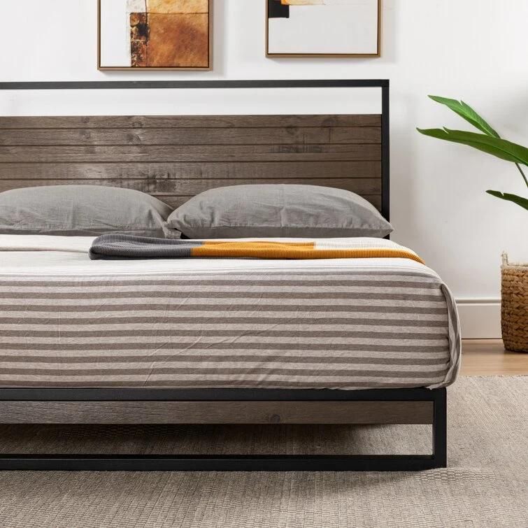 Modern Nordic Hotel Furniture Bedroom Wood Frame Leather Bed