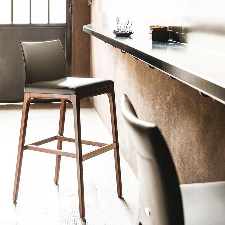 CFC-01A Bar Stool /Microfiber Leather//High Density Sponge//Ash Wood Base/Italian Style in Home and Hotel