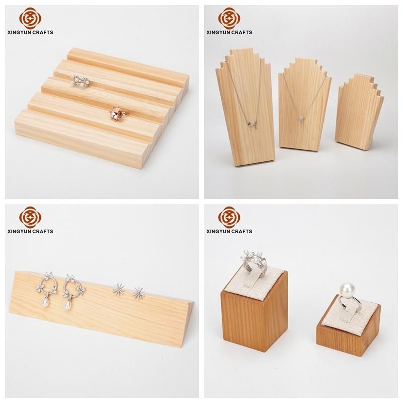 Wholesale Leather jewelry Tray Wooden Pendant Showcase Wood Tray for 24 Pendants