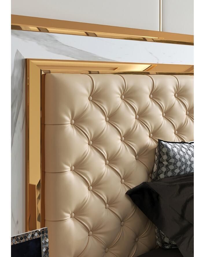 Beige Modern Furniture Leather Sofa Bed