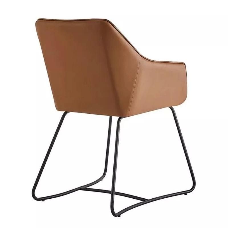 2021 New Round Room Furniture Brown PU Dining Chair