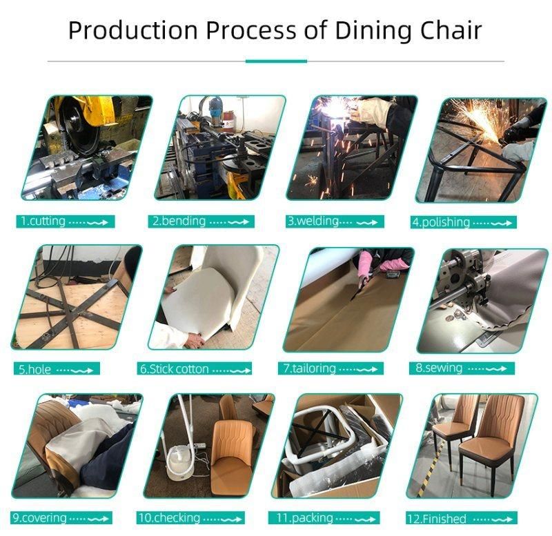 Wholesale Stylish Design Saddle Leather Upholstered Steel Dining Chairs