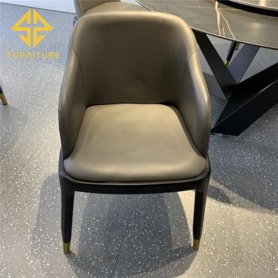 Modern Luxury Metal Frame Leather Dining Chair