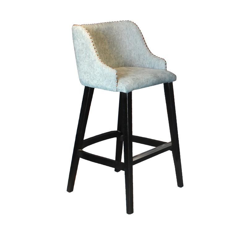 High Quality Durable Solid Ash Wood Frame PU Leather Bar Stool Chair