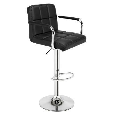 Modern Swivel PU Leather Adjustable Metal Coffee High Bar Chair