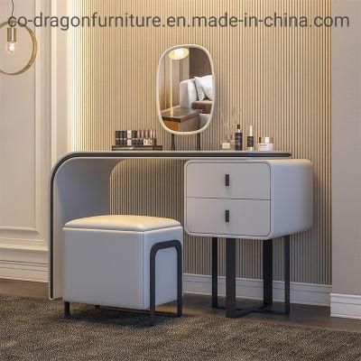 China Wholesale Bedroom Furniture Wooden Leather Dressing Table with Mirror