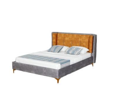 Home Bedroom Furniture Fabric Plywood Frame Bed with Decorative Button